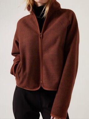 Athleta Stroll Fleece Full Zip Mahogany Pockets 2022 Size M